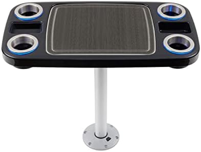 Manufacturers' Select Battery Op Lit Marine Boat Table Leg Set. Large Top with Blue LED Drink Holder. Pontoon Accessories