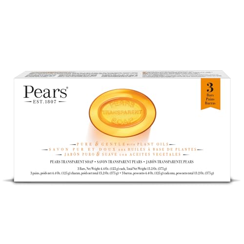 Pears Soap, Pure & Gentle with Natural Oils, 2-Pack – Transparent Amber Glycerin Soap for Pampered, Glowing Skin, 3.53 Oz Ea