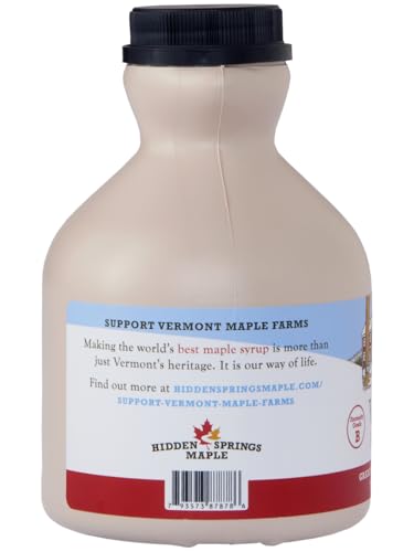 Hidden Springs Maple Organic Vermont Maple Syrup, Grade A Dark Robust (Formerly Grade B), 32 Ounce, 1 Quart, Family Farms, BPA-free Jug