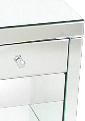 Benjara 26" Beveled Mirror Chest with 1 Drawer- Silver