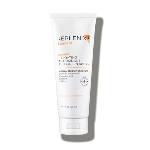 Replenix Hydrating Antioxidant Mineral Broad-Spectrum Sunscreen with Medical-Grade Zinc, Dermatologist-Developed Oil-Free SPF 50+ for Face & Body