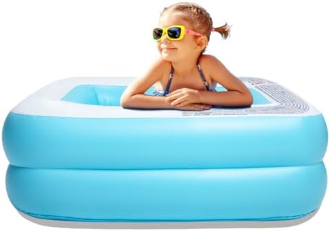 Inflatable Kiddie Pool, 50x33x17 Inch Rectangular