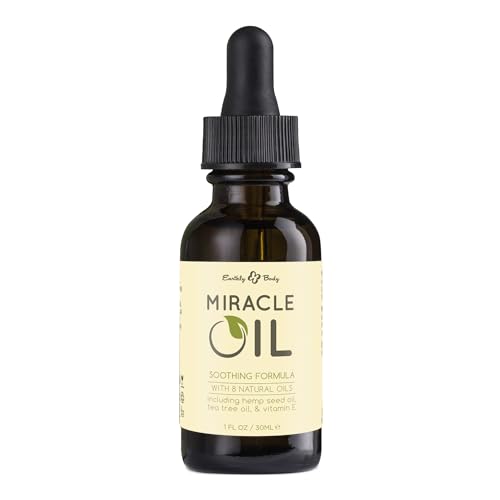 Earthly Body Miracle Oil, 1 fl. oz. - 3 Pack - 100% Natural Tea Tree Oil, Hemp Seed Oil & Vitamin E - Moisturizer, Calms Skin Irritations, Helps Smooth Wrinkles - Gluten Free, 100% Vegan