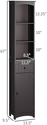 HOMCOM Bathroom Storage Cabinet Free Standing Bathroom Storage Unit White | Tall Linen Tower, 3-Tier Shelves, Drawer