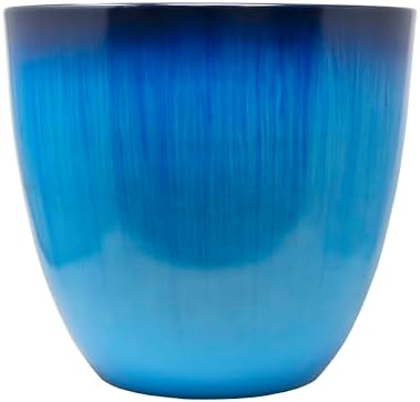 (EPR15-204) Large Egg Shaped Planter - Modern Indoor & Outdoor Decorative Flower Pot/Box (15 Inch, Blue Flower)