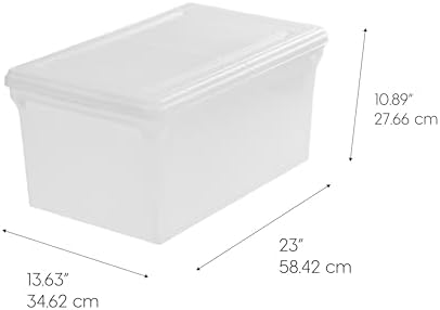 IRIS USA 5-Pack 44 Qt. Letter File Box with Hinged Lid, Clear | Protect important documents, letter and legal files with secure storage for home offices, moving, and long-term organization