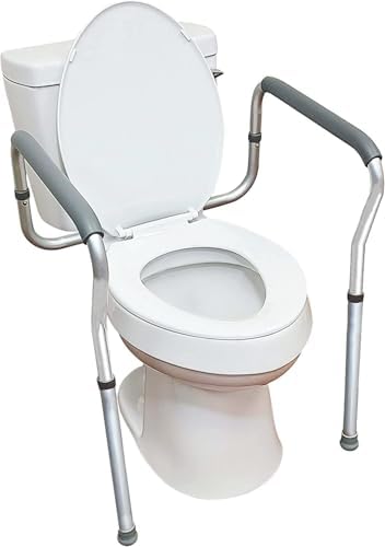 Carex Toilet Safety Rails, Adjustable and Detachable Toilet Safety Frame with Handles for Elderly, Handicap, or Disabled