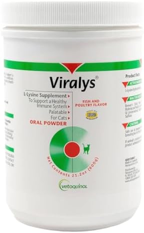 Vetoquinol Viralys - Lysine Supplement for Cats & Kittens - Supports Eye Wellness, Respiratory Health & Immune Strength - Flavored Oral Powder for Easy Feeding & Daily Use - 100 Grams