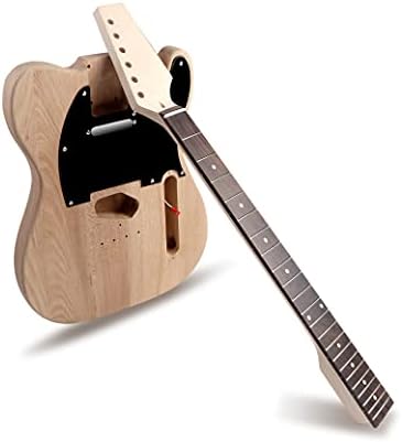 DIY Electric Guitar Kit Beginner Kit Right Handed with Ash Body | Hard Maple Neck, Rosewood Fretboard, Chrome Hardware, 6 String