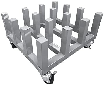 Heavy Duty Media Roll Mover Mobile Storage Cart Rack – Holds 16 Rolls Gray