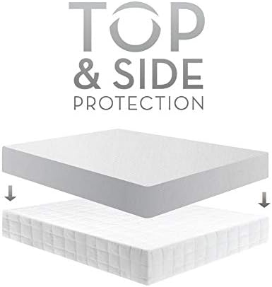 MALOUF Sleep TITE Hypoallergenic 100% Waterproof Protector-15-Year Warranty-Vinyl Free Mattress Protector, Queen, White