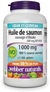 Webber Naturals Wild Alaskan Salmon Oil Softgel, 200mg 180 Count
