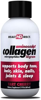 HEALTH DIRECT AminoSculpt Sugar-Free Liquid Collagen, Tart Cherry, 30 oz | High-Potency Collagen for Men & Women. Supports Hair, Skin, Nails & Joints. Medical-Grade, No Mixing, Non-GMO & Grass-Fed