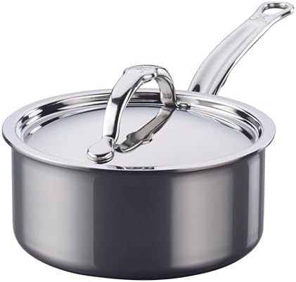 Hestan NanoBond Molecular Titanium Saucepan with Lid, 1.5-Quart - PFAS-Free Stainless Steel, 4x Stronger, 1050°F Oven Safe, Induction Compatible