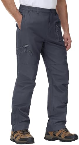 CRYSULLY Mens Tactical Cargo Pants Ripstop Cotton Military Hiking Work