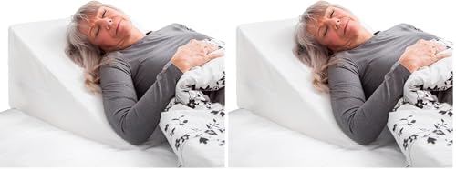 DMI Bed Wedge Pillow and Triangle Wedge with Elevated Incline for Neck Pain, Headaches, Shoulders, Back Pain, Foot Support, Knee Pain or Restless Leg Syndrome, 24x24x12 inches, White (Pack of 1)