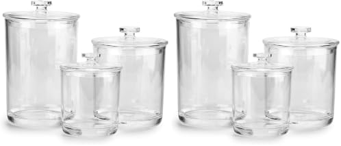 Hipiwe Clear Plastic Apothecary Jars with Lid, Set of 3 Large Q-Tips Holder