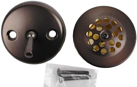 Trip Lever Bathtub Drain Trim Kit, Oil Rubbed Bronze | Fits 1-1/2" & 1-7/8" drain threads, adapter included. 2-hole faceplate, grid strainer
