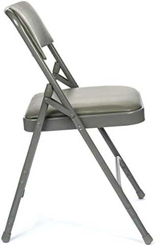 Vinyl Folding Card Table and Chair Set (5pc) - Comfortable Padded Upholstery for Easy Cleaning - Fold Away Design, Quick Storage and Portability, Premium Quality (Grey)