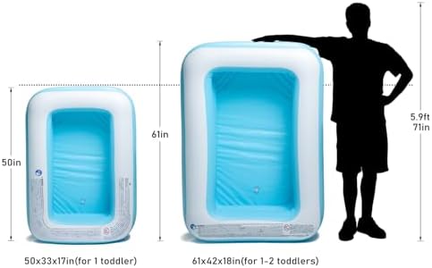 Inflatable Kiddie Pool, 50x33x17 Inch Rectangular