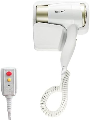 Wall Mounted Hair Dryer for Bathroom - 110V Professional Blow Dryer with Fast Drying Salon Motor, Heavy Duty Wall Mount Hairdryer with Stand Rack