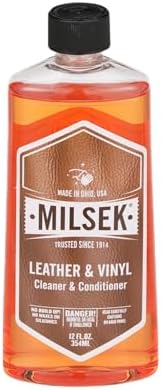 Milsek Leather & Vinyl Cleaner & Conditioner - Cleaning Supplies for Leather Home Furnitures, Couch, Automotive Interior, Shoes, Bags - 12 Fl Oz (Pack of 1) | Cleans, conditions, and helps protect leather and vinyl surfaces for long-lasting appearance an…