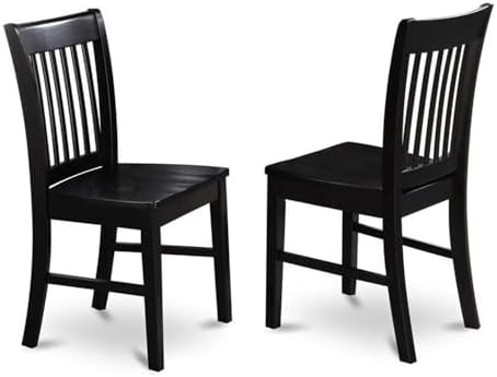 East West Furniture NFC-MAH-W Norfolk Dining Room Chairs - Slat Back Solid Wood Seat Chairs, Set of 2, Mahogany