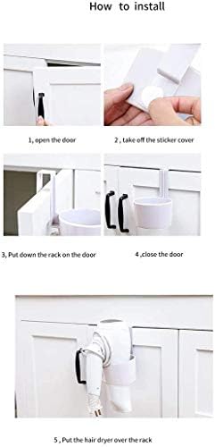 Hair Dryer Rack Over-The-Cabinet Hair Dryer Holder, Holster for Master, Guest, Kid's Bathroom, Vanity, 5.4" x 4" x 3.4" - White