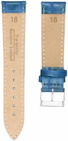 Ewatchparts 19mm Light Blue Italian Leather Replacement Watch Strap Silver Buckle Compatible With Invicta Russian Diver