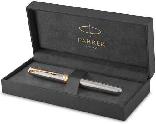 Parker Sonnet Fountain Pen, Matte Black Lacquer with Gold Trim, Medium Nib, Premium Gift Box, Ideal for Gifting