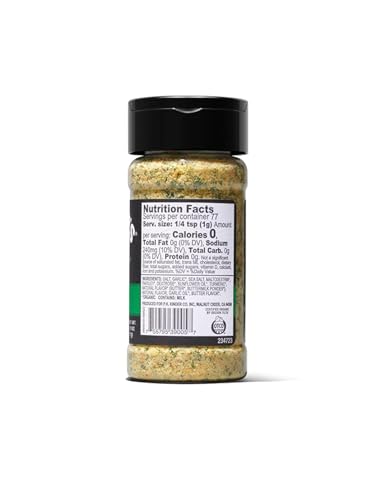 Kinder's Organic Buttery Garlic Salt, Premium Quality Seasoning, MSG Free and USDA Certified Organic, 2.75 oz