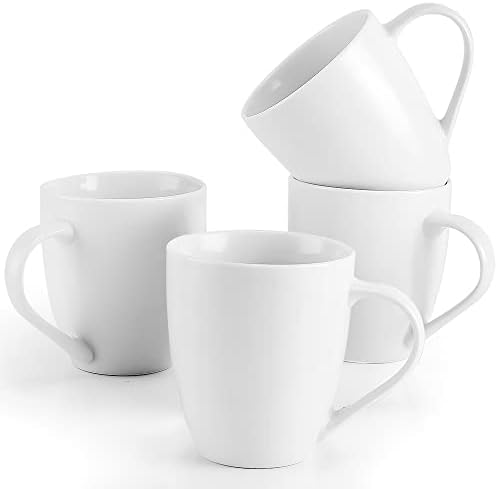 Mfacoy White Coffee Mugs Set of 4, 16 Ounce Mug with Handles, Ceramic Coffee Cups, Porcelain Mugs Sets, Large Coffee Mugs for Coffee, Tea, Hot Cocoa
