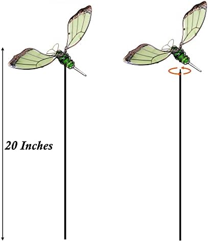Juegoal 20 Inch Butterfly Garden Stakes Decor, Dragonfly Stakes, Hummingbird Glow in Dark Metal Yard Art for Mom, Mothers Day Ideal Gifts