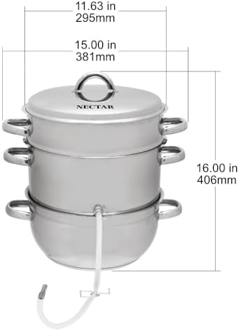 VINEYARD Deluxe Stainless Steel Steam Juicer & Roaster Set - Induction Friendly, Tempered Glass Lid, Cool-Touch Handles, 8 Quart Capacity