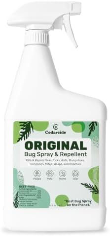 Cedarcide Original Bug Spray | Repel & Kill Fleas, Ticks, Mosquitoes, Mites, Ants & Chiggers | Natural Cedar Oil | Eco-Friendly | Quart