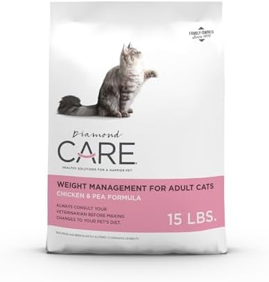 DIAMOND CARE Weight Management Adult Dry Cat Food, Chicken, 15lb | For Cats with Weight Control Issues | L-Carnitine Aids in Fat Metabolism | Taurine for Heart & Eye Health