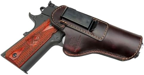 The Defender Leather IWB Holster for 1911 Style Handguns – Standard or Sweat Shield Versions – Made in USA – Fits Kimber, Colt, S&W, Sig Sauer, Ruger, Remington