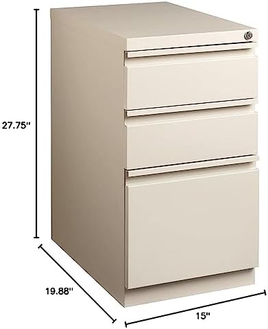 Staples 3-Drawer Vertical File Cabinet, Letter Size Documents, Lockable, 19.88" D x 15" W x 27.75" H, Black