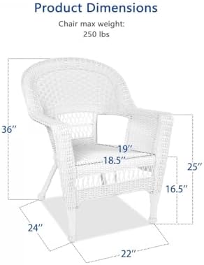 Jeco Wicker Patio Chairs (Set of 2) White Wicker