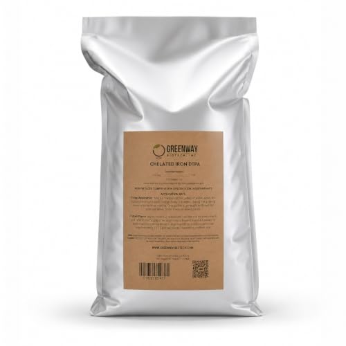 Greenway Biotech, Inc. Chelated Iron DTPA 11% - for Alkaline Soils (pH 4.0-7.5) - 100% Water Soluble Fertilizer for Citrus, Lawns & Hydroponics - Corrects Iron Chlorosis - Made in USA - 1 Pound
