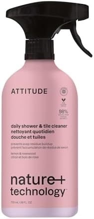 ATTITUDE Shower & Tile Cleaner Spray, EWG Verified, Bathroom Cleaner Removes Soap Scum & Grime, Plant-Based & Vegan, Citrus Zest Scent, 27.1 Fl Oz