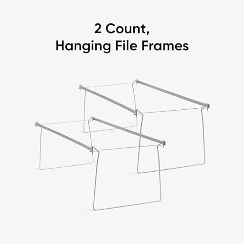 Smead Steel Hanging File Folder Frames, 2 Count, Gray, Adjustable Depth 23" to 27", Legal Size (64873)