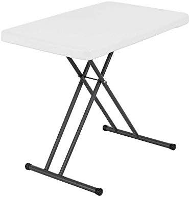 LIFETIME 80251 Adjustable Folding Laptop Table TV Tray, 26 Inch, White Granite