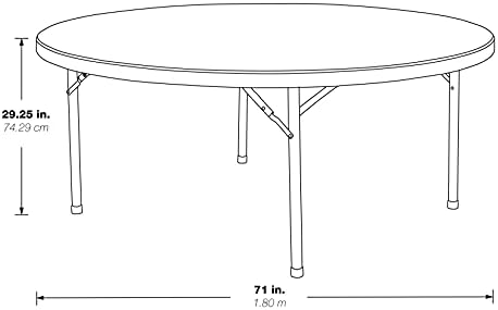 Office Star Resin Folding Table for Banquets, Picnics, and Parties, 71 Inch, Round