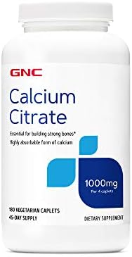 GNC Calcium Citrate 1000mg, Essential for Building Strong Bones, 180 Vegetarian Caplets
