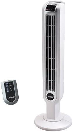 Lasko Oscillating Tower Fan with Remote Control - 36" - 2510 - White | Timer, Quiet Standing Fan for Bedroom, Office, and Home, 3 Speeds, Powerful Cooling Air