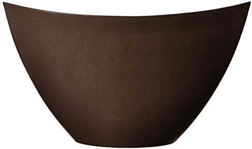 Arcadia Garden Products PSW Pot Collection YB41C Plastic/Stone/Wood Composite Curved Planter Pot – No Drainage Hole (Drillable), for Indoor and Outdoor Plants and Gardens, 16-inch, Chocolate