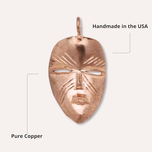 Better Jewelry, Real Pure Copper African Tribal Mask Pendant, Charm