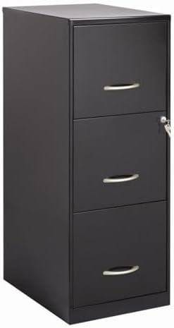BOWERY HILL 3 Drawers 35.5" Vertical Black Metal Filing Cabinet Lockable Pre-Assembled Stationary Letter Size for Home, Office