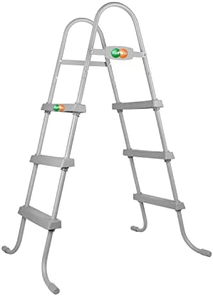 YUEWO 36" 2-Step Steel Frame Above Ground Swimming Pool Ladder with Non-Slip Plastic Steps for Entry and Exit System Swim Pools
